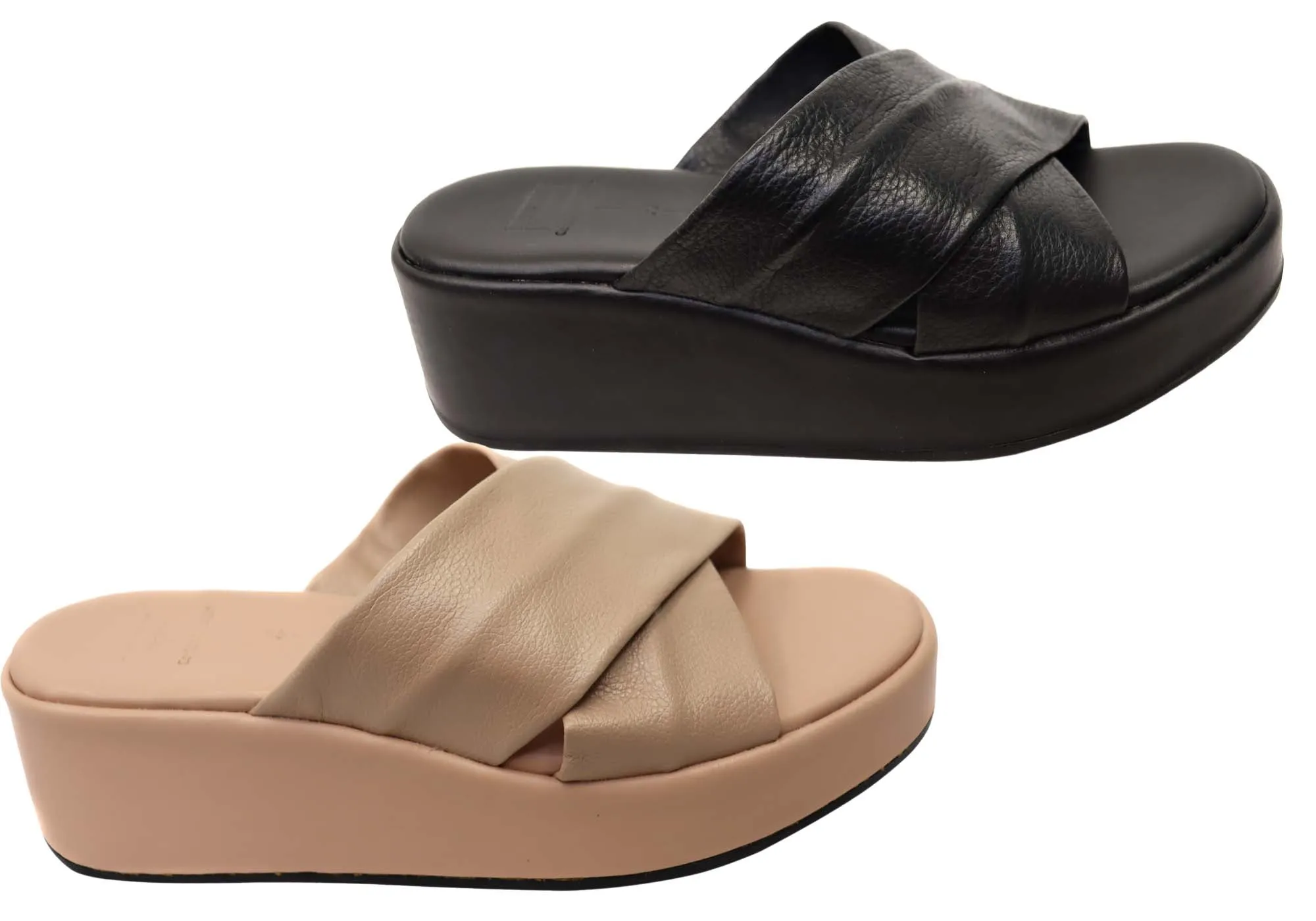 Via Paula Ginza Damen Brazilian Leder Plateau Slides Sandalen Via Paula Schuhe