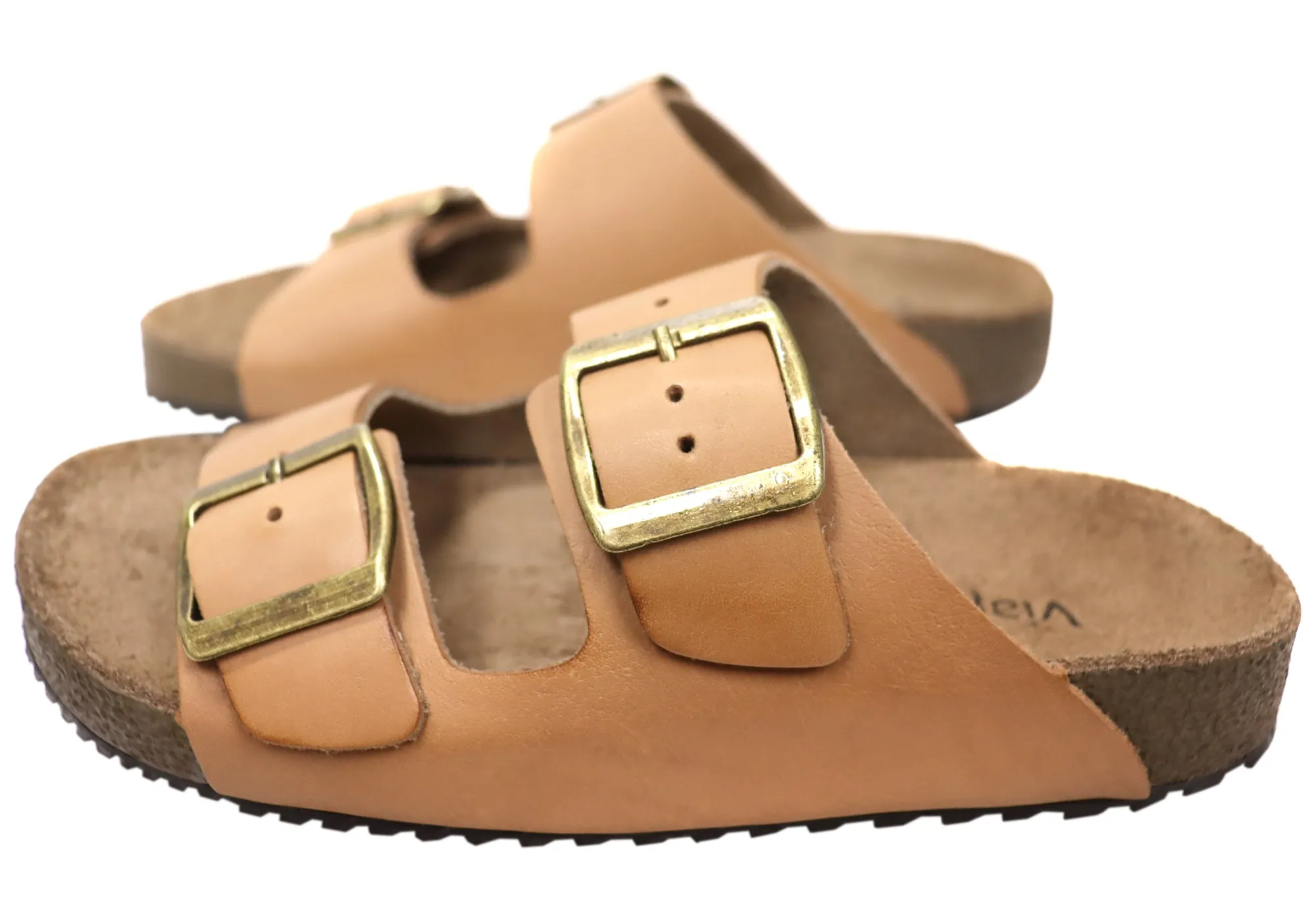 Via Paula Hilda Damen Leder Bequemlichkeit Slides Sandalen Hergestellt in Brasilien Via Paula Schuhe