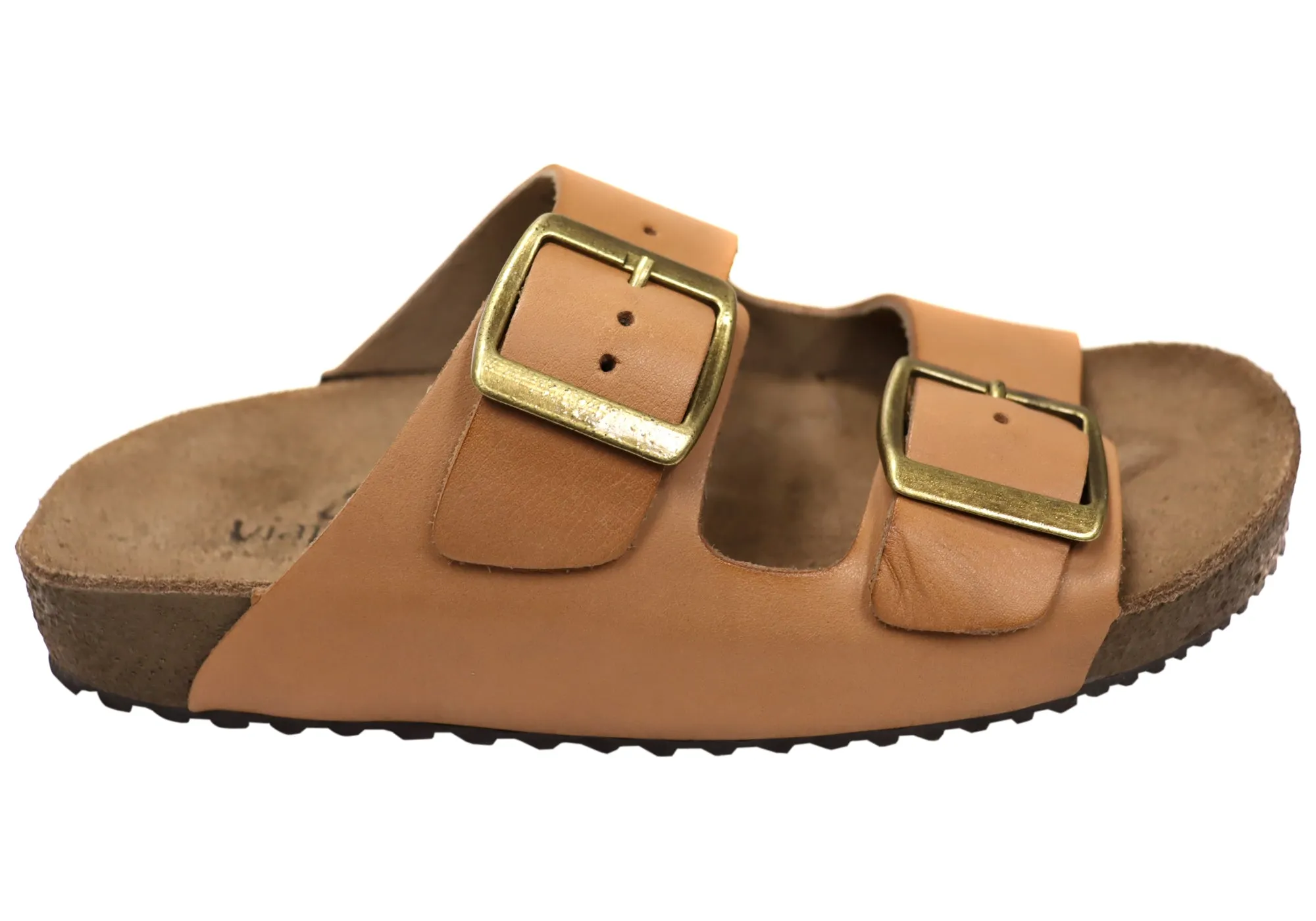 Via Paula Hilda Damen Leder Bequemlichkeit Slides Sandalen Hergestellt in Brasilien Via Paula Schuhe