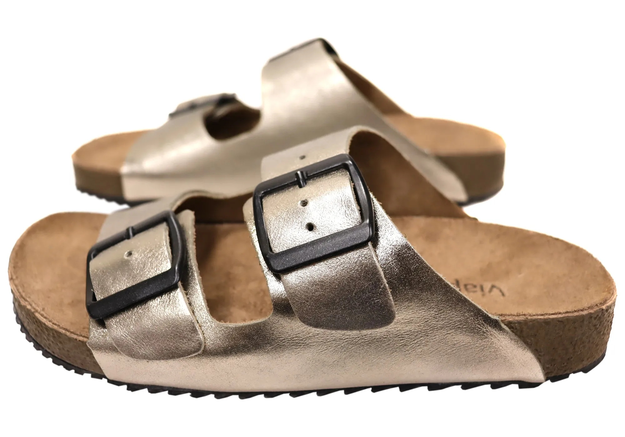 Via Paula Hilda Damen Leder Bequemlichkeit Slides Sandalen Hergestellt in Brasilien Via Paula Schuhe
