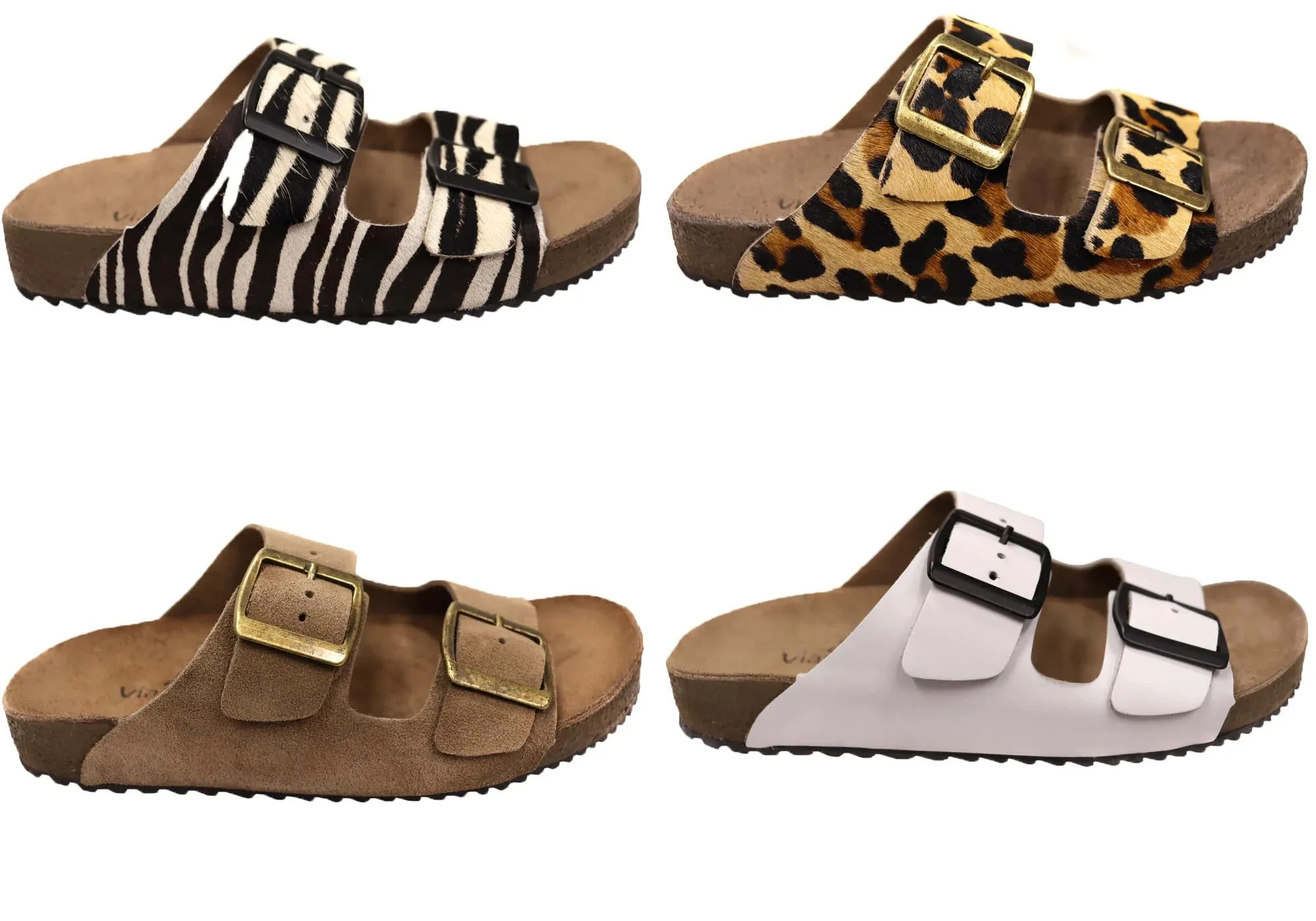 Via Paula Hilda Damen Leder Bequemlichkeit Slides Sandalen Hergestellt in Brasilien Via Paula Schuhe