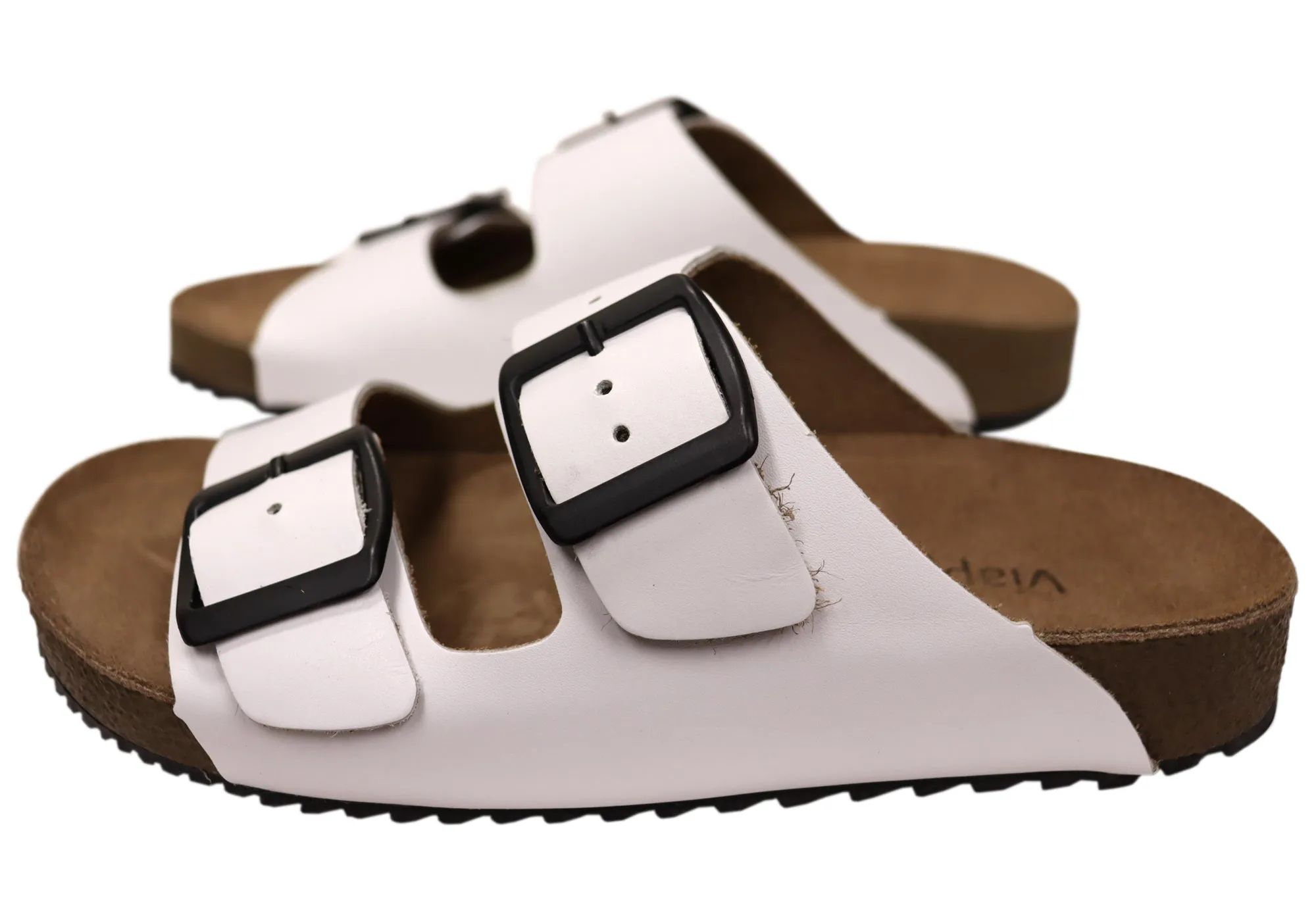 Via Paula Hilda Damen Leder Bequemlichkeit Slides Sandalen Hergestellt in Brasilien Via Paula Schuhe